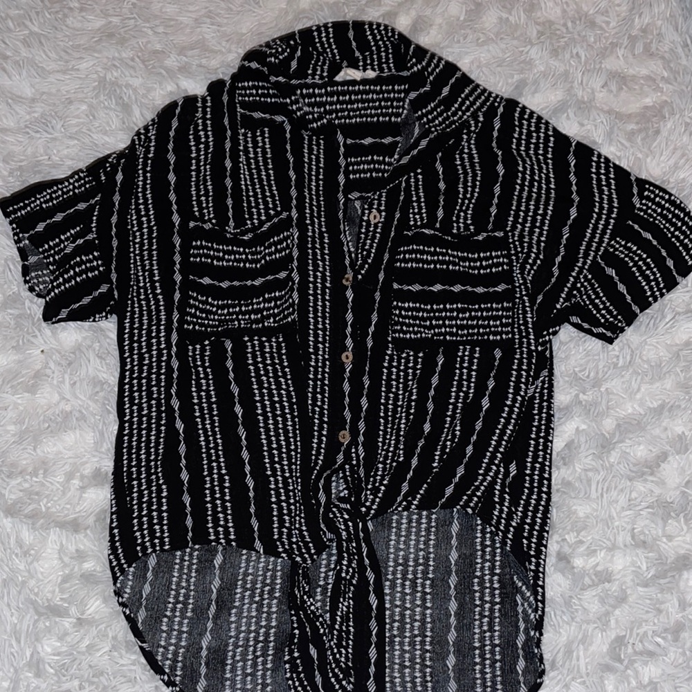 90s Black & white blouse